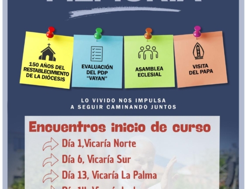 El 1 de octubre se inician las reuniones de comienzo de curso por vicarías